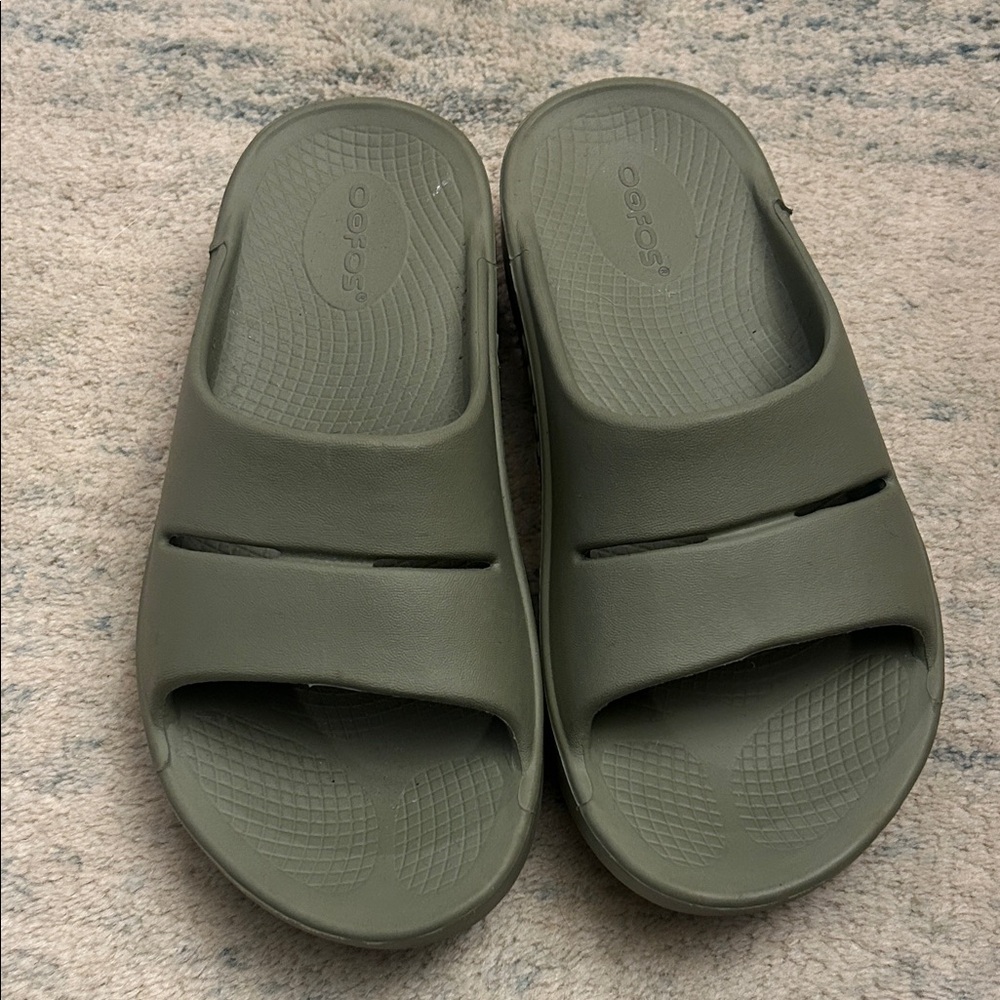 OOFOS Sage Green Slide Sandals
